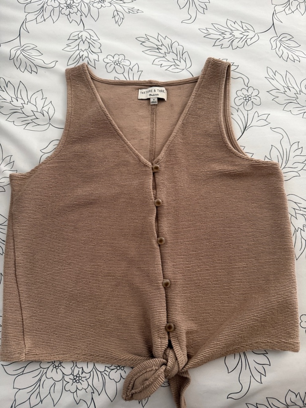 Women's Knit Button-Front Tank Top in Taupe